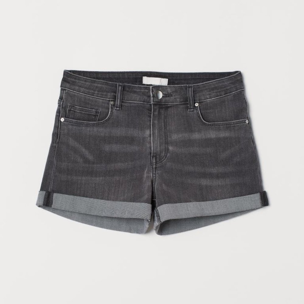 H&M Black Cuffed Jean Shorts